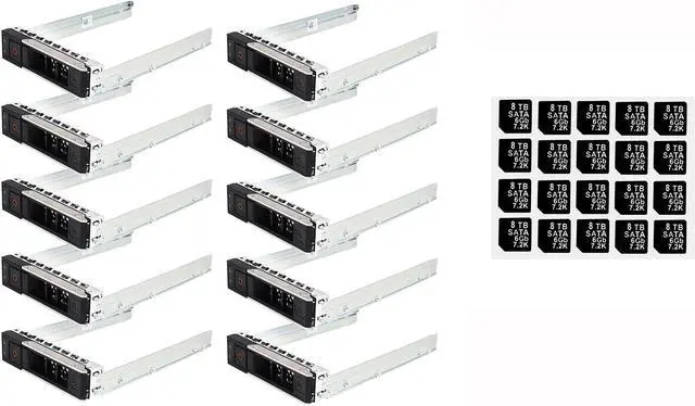 Main image of 10-Pack Hard Drive Tray Caddy 3.5" X7K8W 0X7K8W with 20PCS Capacity Sticker Label - OEM