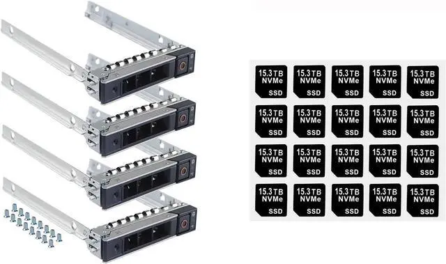 Main image of 4-Pack Hard Drive Tray Caddy 2.5" DXD9H 0DXD9H with 20PCS Capacity Sticker Label - OEM