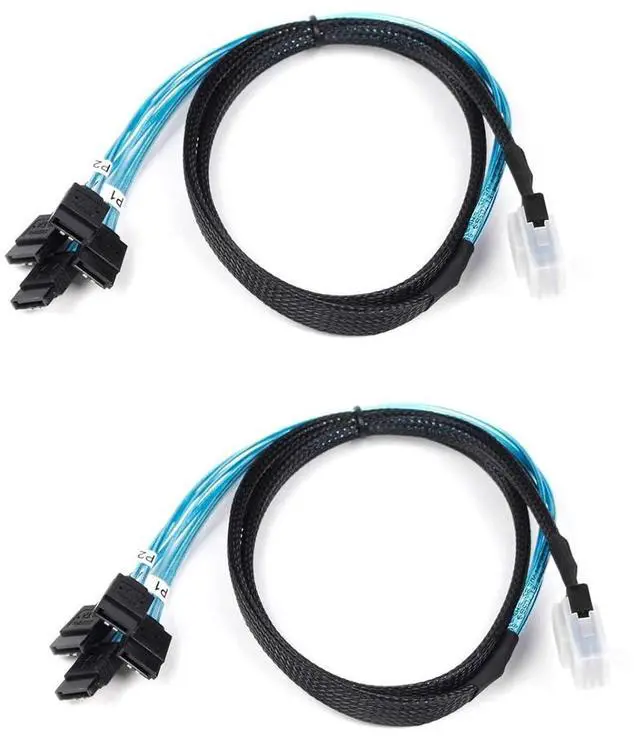 Main image of Heretom 2PCS Internal Mini SAS 36pin (SFF-8087) Male to 4X SATA 7pin Female Fan-Out Cable, 1-Meter (3.3feet)