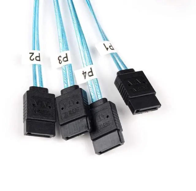 Alt view image 7 of 7 - Heretom 2PCS Internal Mini SAS 36pin (SFF-8087) Male to 4X SATA 7pin Female Fan-Out Cable, 1-Meter (3.3feet)