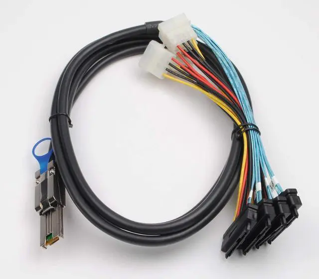 Alt view image 3 of 7 - Heretom 2PCS Mini-SAS SFF-8088 26P to 4 X SAS SFF-8482 29 Pin with Power Cable 2 Meter 6.6FT - OEM