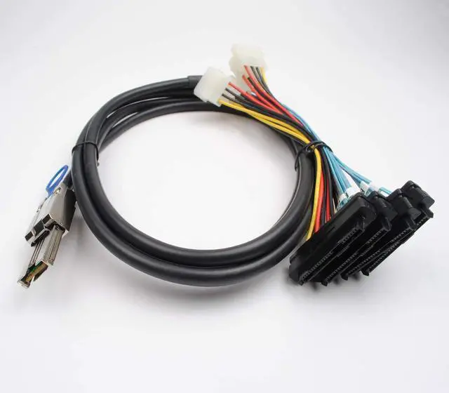 Alt view image 6 of 7 - Heretom 2PCS Mini-SAS SFF-8088 26P to 4 X SAS SFF-8482 29 Pin with Power Cable 2 Meter 6.6FT - OEM
