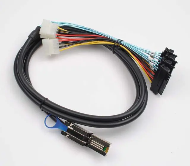 Alt view image 5 of 7 - Heretom 2PCS Mini-SAS SFF-8088 26P to 4 X SAS SFF-8482 29 Pin with Power Cable 2 Meter 6.6FT - OEM