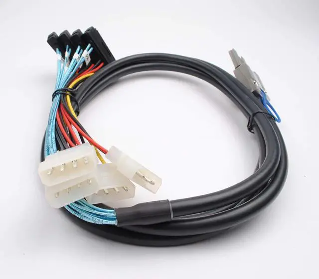 Alt view image 7 of 7 - Heretom 2PCS Mini-SAS SFF-8088 26P to 4 X SAS SFF-8482 29 Pin with Power Cable 2 Meter 6.6FT - OEM