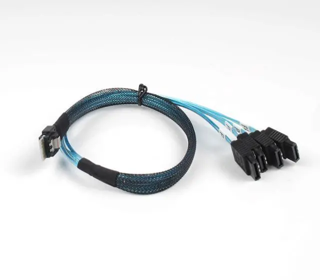Main image of SFF-8654 to 4 x Sata Data Transmission Cable, Mini SAS 38p 12Gbps Connecting Line, Multi-Lane Mini SAS Host Internal Cable for Server - OEM