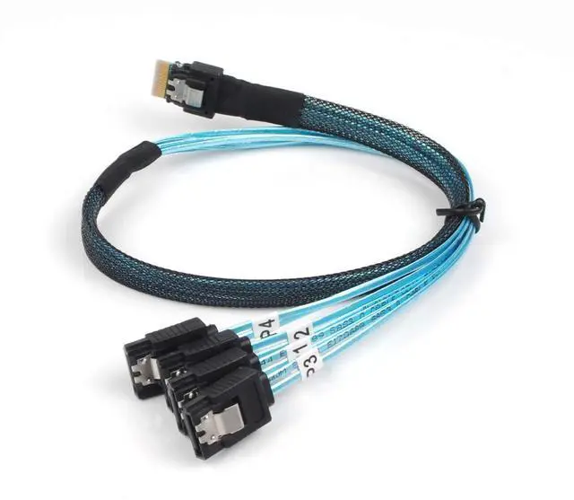 Alt view image 4 of 6 - SFF-8654 to 4 x Sata Data Transmission Cable, Mini SAS 38p 12Gbps Connecting Line, Multi-Lane Mini SAS Host Internal Cable for Server - OEM