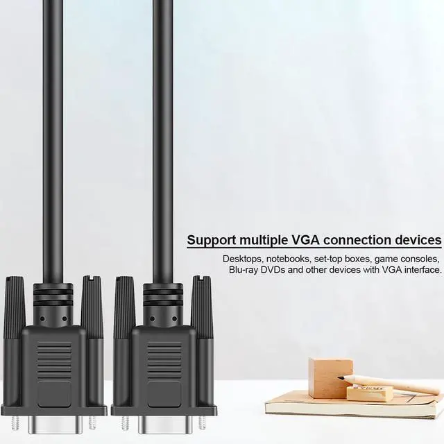 Alt view image 7 of 7 - VGA 1 to 2 Splitter Cable Bi-Directional Data Transfer 1080P Male to Female Adapter 30cm for VGA Interface Desktop Monitor Game Consoles (Black 1Piece)