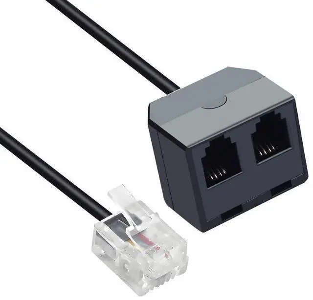 Alt view image 5 of 6 - RJ11 1 to 2 Phone Line Splitter 6P4C Plugs Four Core Adapter with 4.8inch Cable for Telephone Fax Machine (2)