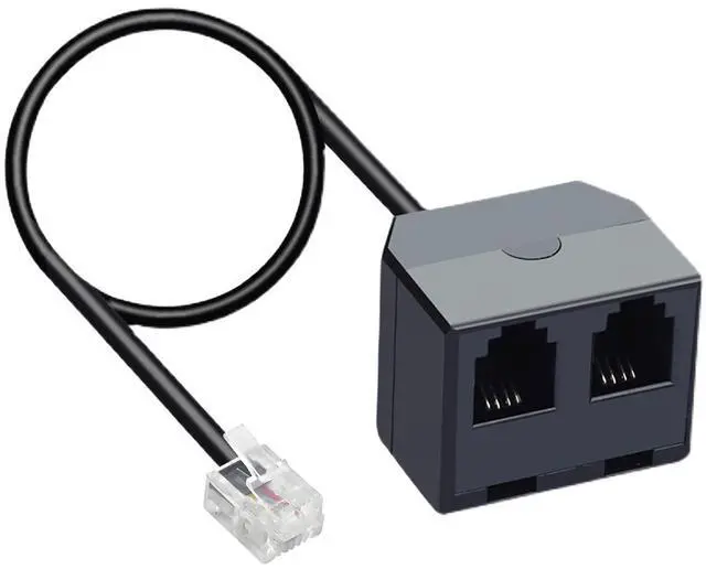 Alt view image 6 of 6 - RJ11 1 to 2 Phone Line Splitter 6P4C Plugs Four Core Adapter with 4.8inch Cable for Telephone Fax Machine (2)