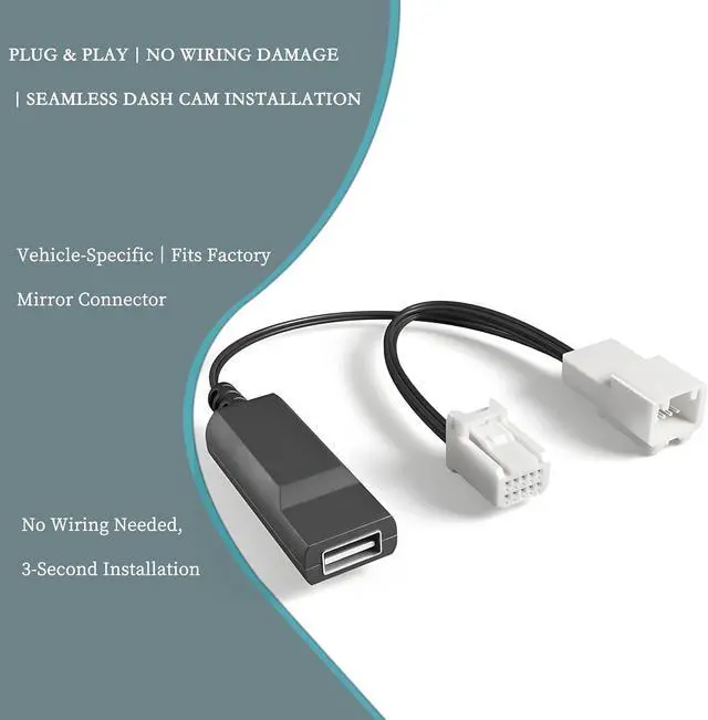 Alt view image 3 of 7 - Dash Cam Power Adapter 10-Pin Type B for Toyota Lexus Subaru - Plug & Play Mirror Wire Kit with USB-C/Micro/Mini USB Cables  Compatible with Garmin, Vantrue, Viofo Dash Cams