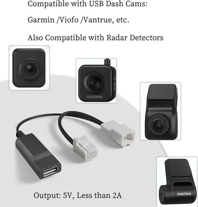 Alt view image 4 of 7 - Dash Cam Power Adapter 10-Pin Type B for Toyota Lexus Subaru - Plug & Play Mirror Wire Kit with USB-C/Micro/Mini USB Cables  Compatible with Garmin, Vantrue, Viofo Dash Cams