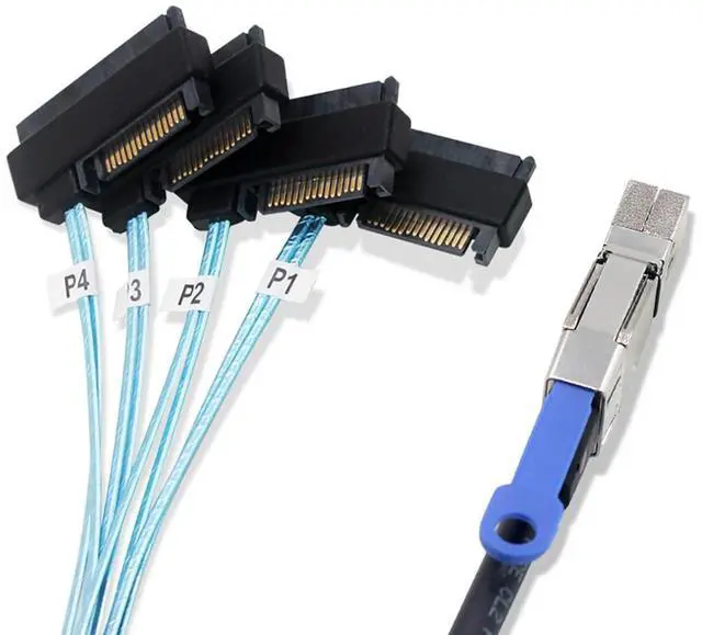 Alt view image 4 of 5 - Compatible with Mini SAS HD SFF-8644 \u2014 to SFF-8482 29P 2-in-1 SATA Hard Drive Data Cable, 28AWG Copper, 12G High-Speed Harness (3M/118.11in)