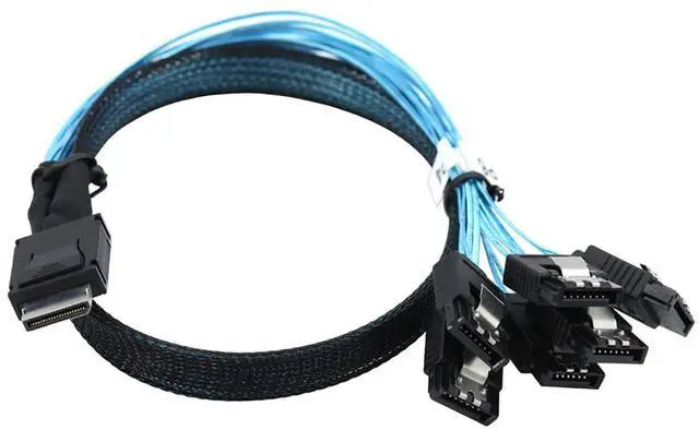 Alt view image 6 of 6 - PCIe Oculink SFF-8611 4i to 6X SATA 7P Female Cable  12Gbps High Speed Server Hard Drive Converter Cable, 32AWG Low-Loss Wire (1M)