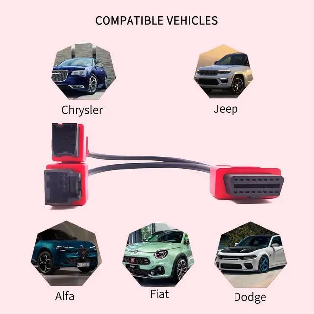 Alt view image 2 of 6 - 12+8 Adapter Cable for Chrysler FCA Compatible with MaxiSys MS906 MS908 MS906BT MS908S Pro Elite, OBD2 Diagnostic Connector for FCA Jeep Dodge RAM Fiat Vehicles 2018+ Plug and Play (Red)