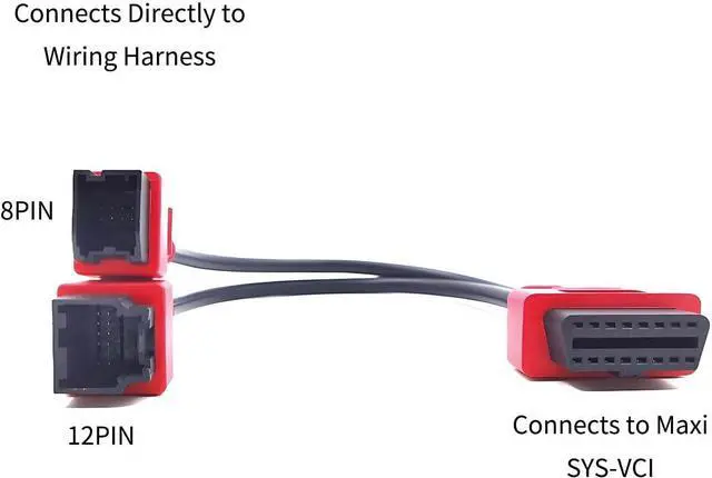 Alt view image 5 of 6 - 12+8 Adapter Cable for Chrysler FCA Compatible with MaxiSys MS906 MS908 MS906BT MS908S Pro Elite, OBD2 Diagnostic Connector for FCA Jeep Dodge RAM Fiat Vehicles 2018+ Plug and Play (Red)