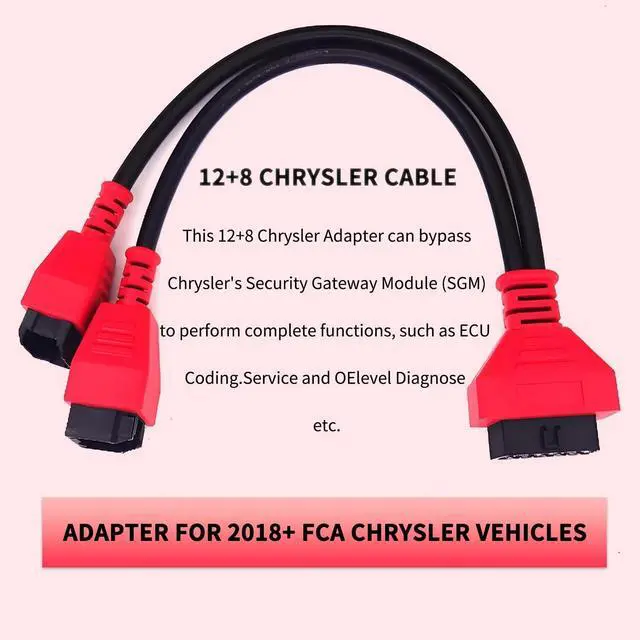 Alt view image 4 of 6 - 12+8 Adapter Cable for Chrysler FCA Compatible with MaxiSys MS906 MS908 MS906BT MS908S Pro Elite, OBD2 Diagnostic Connector for FCA Jeep Dodge RAM Fiat Vehicles 2018+ Plug and Play (Red)