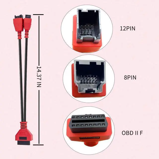 Alt view image 3 of 6 - 12+8 Adapter Cable for Chrysler FCA Compatible with MaxiSys MS906 MS908 MS906BT MS908S Pro Elite, OBD2 Diagnostic Connector for FCA Jeep Dodge RAM Fiat Vehicles 2018+ Plug and Play (Red)