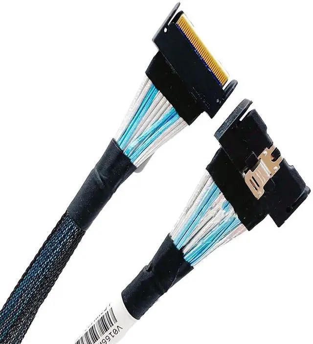 Main image of PCIE5.0 MCIO x8 to MCIO 8i Extension Cable 32Gbps High-Speed Crossings U.2 Hard Disk Cable for Server (Black Straight to Straight 55cm)