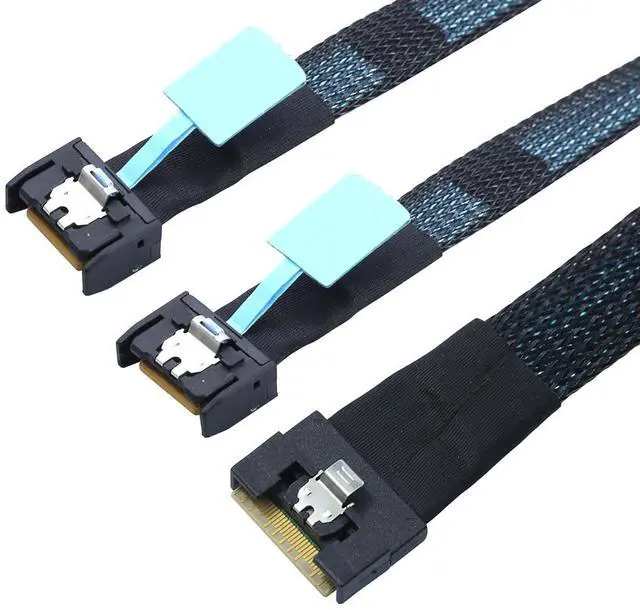 Alt view image 5 of 6 - Slimline SAS SFF-8654 8I to Dual MCIO 4I Server Cable with Anti-Misplug Full Cover Design, 16G High-Speed Copper Wire Harness (0.5M/19.68in)