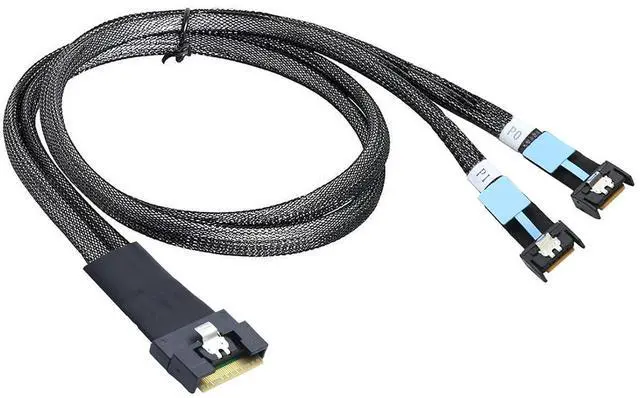Alt view image 3 of 6 - Slimline SAS SFF-8654 8I to Dual MCIO 4I Server Cable with Anti-Misplug Full Cover Design, 16G High-Speed Copper Wire Harness (0.5M/19.68in)