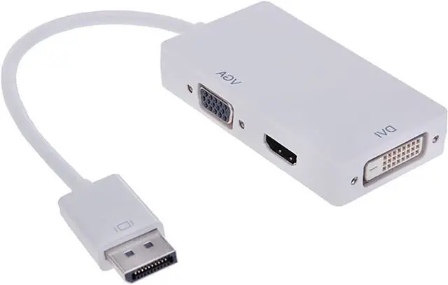 Main image of Mini Display Port to VGA + DVI + HDMI-Compatible Converter 1080p Video Adapter for Computer Video Transmission (White)