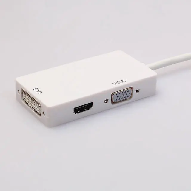 Alt view image 2 of 3 - Mini Display Port to VGA + DVI + HDMI-Compatible Converter 1080p Video Adapter for Computer Video Transmission (White)