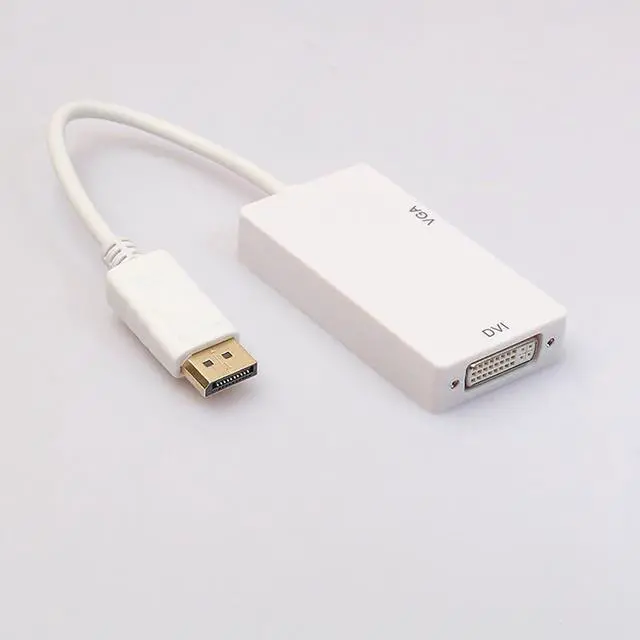Alt view image 3 of 3 - Mini Display Port to VGA + DVI + HDMI-Compatible Converter 1080p Video Adapter for Computer Video Transmission (White)