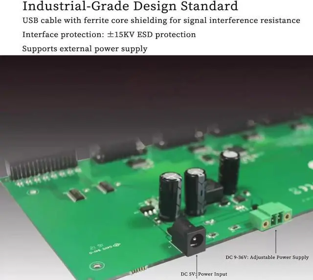 Main image of USB2.0 to 8-Port RS232 Serial Converter, Industrial-Grade DB9 Serial Adapter Hub with FTDI Chip ±15kV ESD Protection for POS, ATM, Factory Automation
