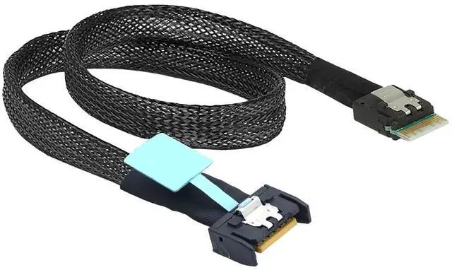 Alt view image 3 of 6 - Gen5 MCIO Slimline SFF-8654 4i to SFF-8654 4i Server Data Cable \u2013 24Gbps High Speed Server Interconnect Cable for RAID Controller, HDD, SSD (1m/39.37in)