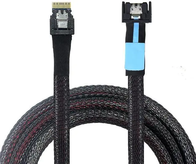 Main image of Gen5 MCIO Slimline SFF-8654 4i to SFF-8654 4i Server Data Cable \u2013 24Gbps High Speed Server Interconnect Cable for RAID Controller, HDD, SSD (1m/39.37in)