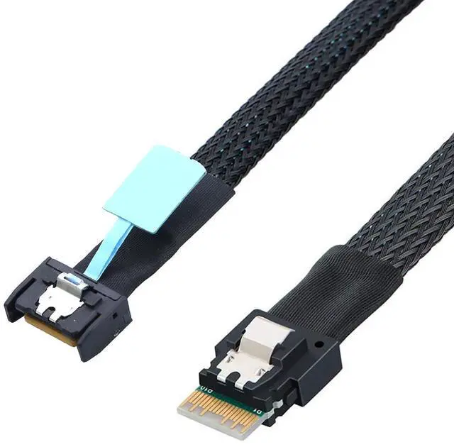 Alt view image 6 of 6 - Gen5 MCIO Slimline SFF-8654 4i to SFF-8654 4i Server Data Cable \u2013 24Gbps High Speed Server Interconnect Cable for RAID Controller, HDD, SSD (1m/39.37in)