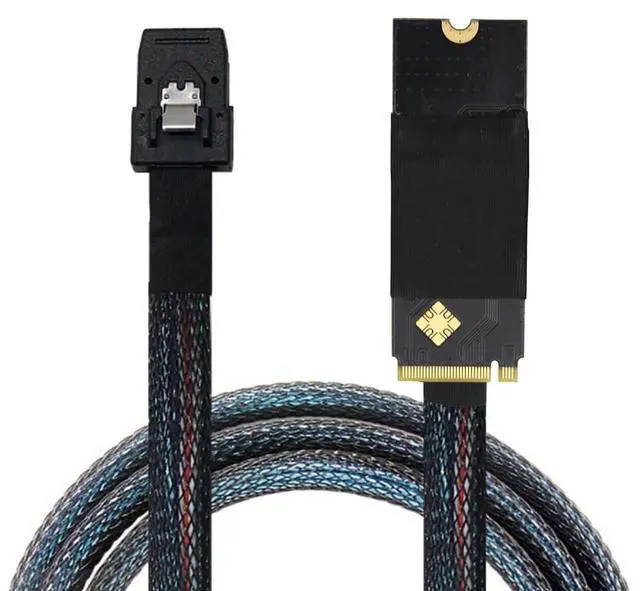 Alt view image 3 of 5 - M.2 M-Key NVMe 2260 to Mini SAS SFF-8087 Server Cable Plug and Play  12Gbps High Speed 30AWG Data Cable for RAID Controller, HDD, SSD (1m/39.37in)