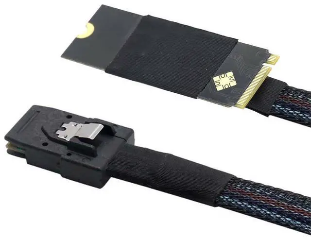 Alt view image 2 of 5 - M.2 M-Key NVMe 2260 to Mini SAS SFF-8087 Server Cable Plug and Play  12Gbps High Speed 30AWG Data Cable for RAID Controller, HDD, SSD (1m/39.37in)