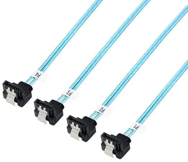 Alt view image 4 of 6 - SAS 4.0 4X 90 Degree SATA to 4X 90 Degree SATA Internal Cable  12Gbps High Speed 30AWG SSD Hard Drive Data Motherboard Connector Cable (0.5M/19.68in)