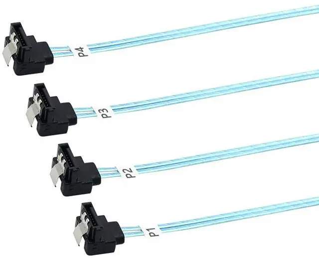 Alt view image 6 of 6 - SAS 4.0 4X 90 Degree SATA to 4X 90 Degree SATA Internal Cable  12Gbps High Speed 30AWG SSD Hard Drive Data Motherboard Connector Cable (0.5M/19.68in)