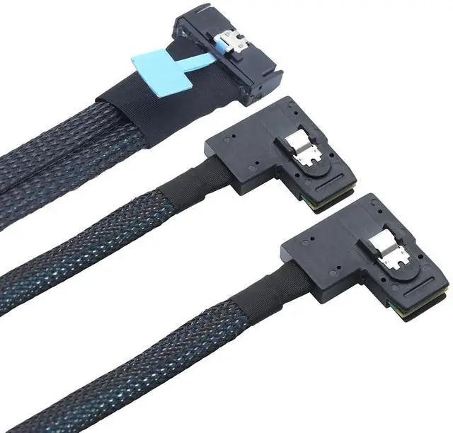 Alt view image 2 of 6 - PCIE Gen5 MCIO 8X 8i to Dual Mini SAS SFF-8087 Right Angle Server Adapter Cable \u2013 32Gbps High Speed 85 Ohm Data Cable for RAID Controller, HDD, SSD (1m/39.37in)