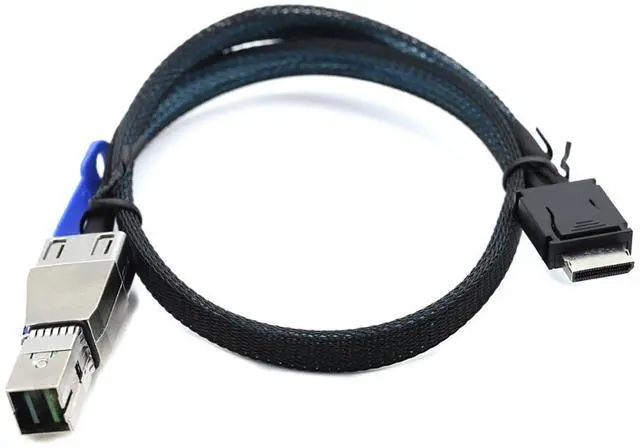 Alt view image 2 of 5 - OCuLink 4i SFF-8611 to SAS SFF-HD 8644 4i Cable, 12Gbps High-Speed Server Data Cable \u2013 Compatible with RAID Controller, Workstation, Storage Expansion (1m/39.37in)