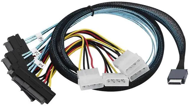 Alt view image 2 of 6 - OCuLink PCIe SFF-8611 4i to SAS 4X 8482 Cable with 4Pin Power,12Gbps High-Speed Server Connection Cable  Compatible with SAS Hard Drive, RAID Controller, Storage Expansion (0.5M/19.68in)