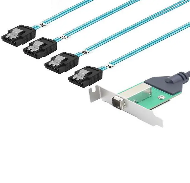 Alt view image 3 of 7 - Mini SAS HD SFF-8644 Female with Latch to 4X SATA 7Pin Cable, 12Gbps High-Speed Server Hard Drive Data Cable  Compatible with RAID Controller, Workstation, Storage Expansion (0.5M/19.68in)