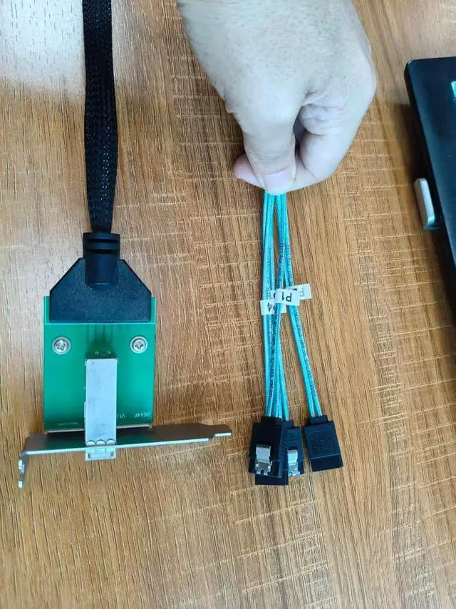 Alt view image 4 of 7 - Mini SAS HD SFF-8644 Female with Latch to 4X SATA 7Pin Cable, 12Gbps High-Speed Server Hard Drive Data Cable  Compatible with RAID Controller, Workstation, Storage Expansion (0.5M/19.68in)