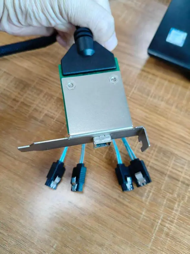 Alt view image 6 of 7 - Mini SAS HD SFF-8644 Female with Latch to 4X SATA 7Pin Cable, 12Gbps High-Speed Server Hard Drive Data Cable  Compatible with RAID Controller, Workstation, Storage Expansion (0.5M/19.68in)