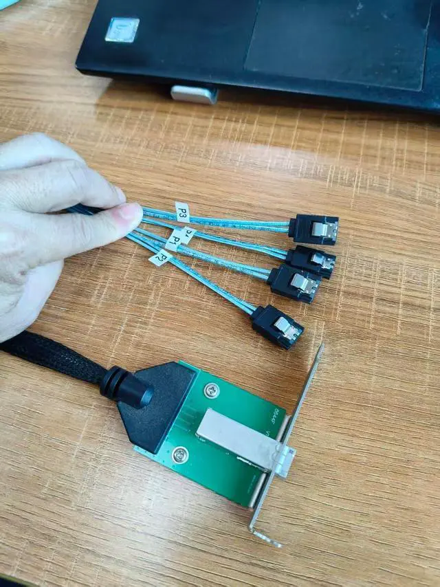 Alt view image 5 of 7 - Mini SAS HD SFF-8644 Female with Latch to 4X SATA 7Pin Cable, 12Gbps High-Speed Server Hard Drive Data Cable  Compatible with RAID Controller, Workstation, Storage Expansion (0.5M/19.68in)