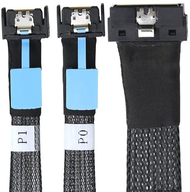 Alt view image 3 of 6 - PCIE SlimSAS LP Low Profile SFF-8654 8I to Dual MCIO 4I Cable, 12Gbps High-Speed Server Data Cable \u2013 Compatible with RAID Controller, Workstation, Storage Expansion (0.8M/31.49in)