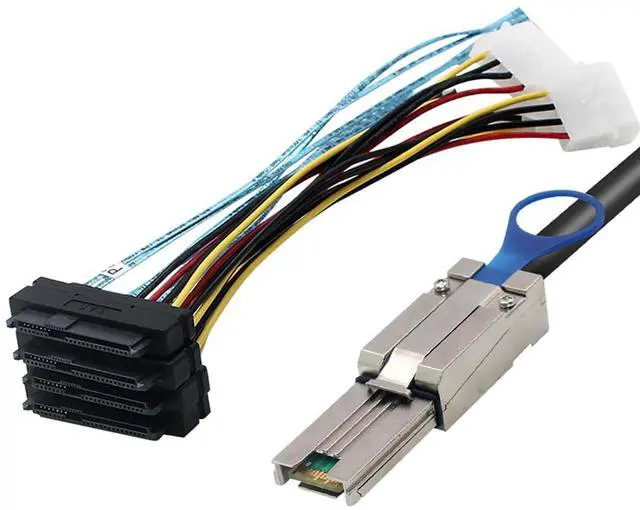 Alt view image 3 of 6 - Mini SAS HD SFF-8088 26P to 4X SAS 8482 with Power Cable,6Gbps High-Speed Server Data Cable Compatible with RAID Controller, Storage Expansion, Workstation (0.5M/19.68in)