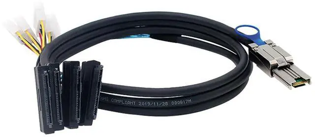 Alt view image 5 of 6 - Mini SAS HD SFF-8088 26P to 4X SAS 8482 with Power Cable,6Gbps High-Speed Server Data Cable Compatible with RAID Controller, Storage Expansion, Workstation (0.5M/19.68in)