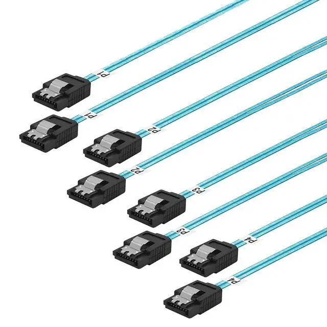 Alt view image 3 of 6 - 4X SATA to 4X SATA 4.0 Cable, 7Pin Female 180° with Braided Shield, High-Speed 12Gbps Hard Drive Data Cable \u2013 Compatible with PC Case, Server, Workstation, RAID Storage (1m/39.37in)