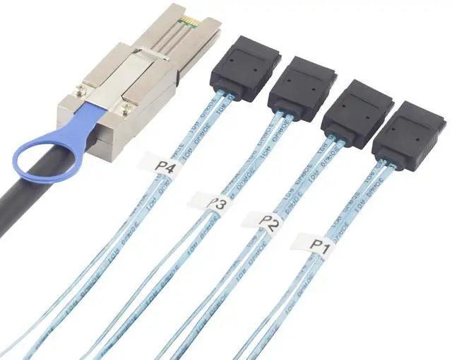 Alt view image 3 of 5 - MINI SAS HD SFF-8088 to 4X SATA 7Pin Cable, 0.5m/1m/2m/3m High Speed 6Gbps Server Hard Drive Data Cable Compatible with Servers, Storage Expansion, RAID Controller, Workstations (3m/118.11in)