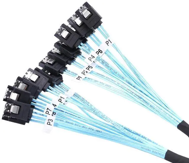 Main image of 8X SATA 7Pin Female to 8X SATA 7Pin Female Cable, 12Gbps High-Speed SSD Hard Drive Data Cable \u2013 Compatible with Server, RAID Controller, Workstation, Storage Expansion (1m/39.37in)
