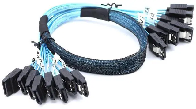 Alt view image 2 of 7 - 8X SATA 7Pin Female to 8X SATA 7Pin Female Cable, 12Gbps High-Speed SSD Hard Drive Data Cable \u2013 Compatible with Server, RAID Controller, Workstation, Storage Expansion (1m/39.37in)