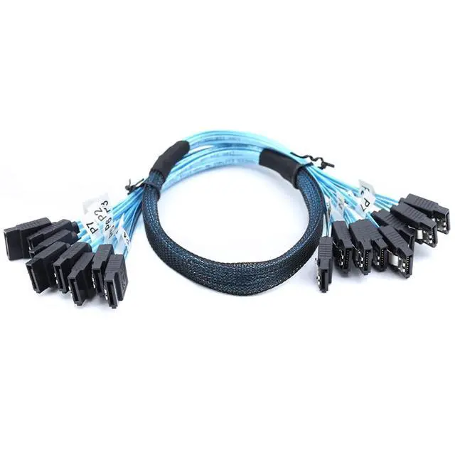 Alt view image 7 of 7 - 8X SATA 7Pin Female to 8X SATA 7Pin Female Cable, 12Gbps High-Speed SSD Hard Drive Data Cable \u2013 Compatible with Server, RAID Controller, Workstation, Storage Expansion (1m/39.37in)